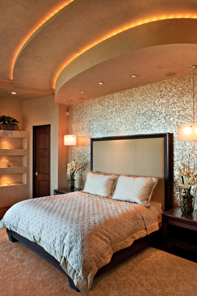 The Phil Nichols Company | Contemporary Southwest | Bedroom with Tile and Lighting