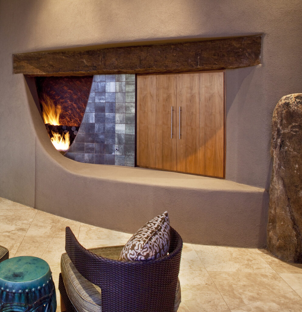 The Phil Nichols Company | Contemporary Southwest | Fireplace with Metal and Wood Details