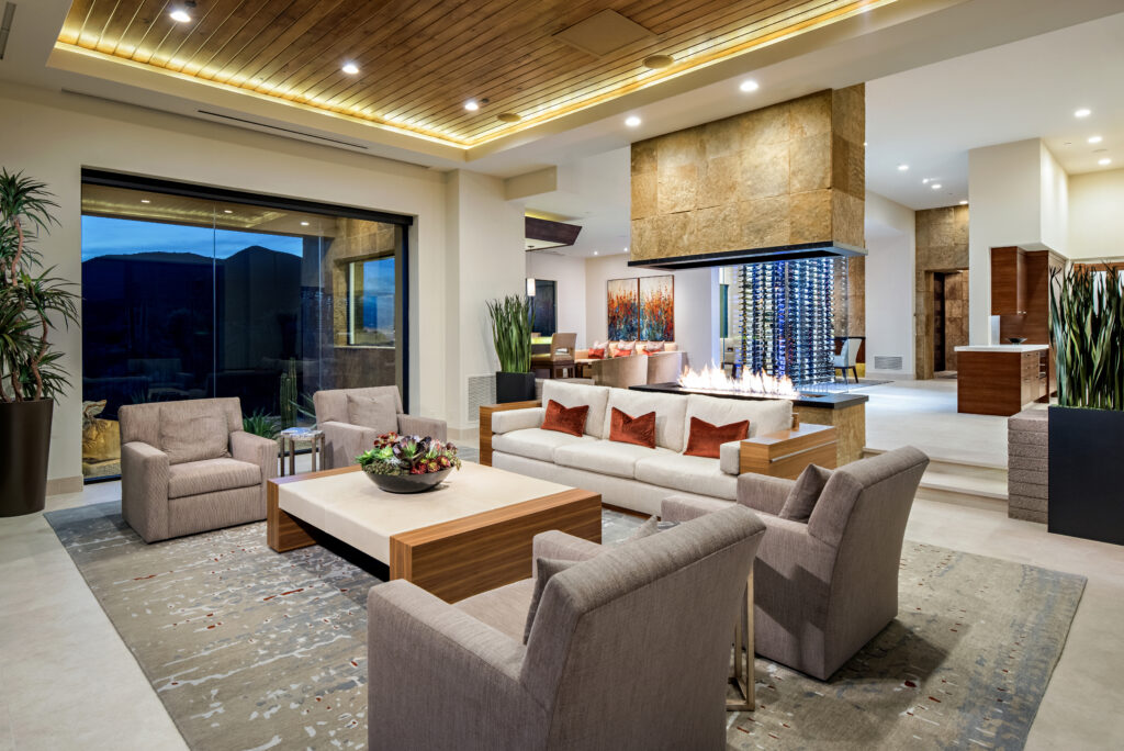 The Phil Nichols Company | Serene & Sophisticated | Living Room at Night