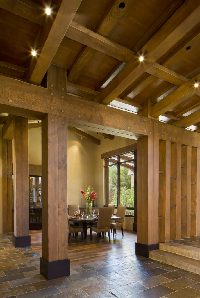 The Phil Nichols Company | Desert Lodge | Dining Room and Beam Woodwork