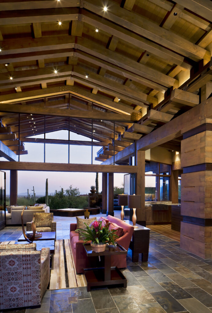 The Phil Nichols Company | Desert Lodge | Great Room with Vaulted Ceilings
