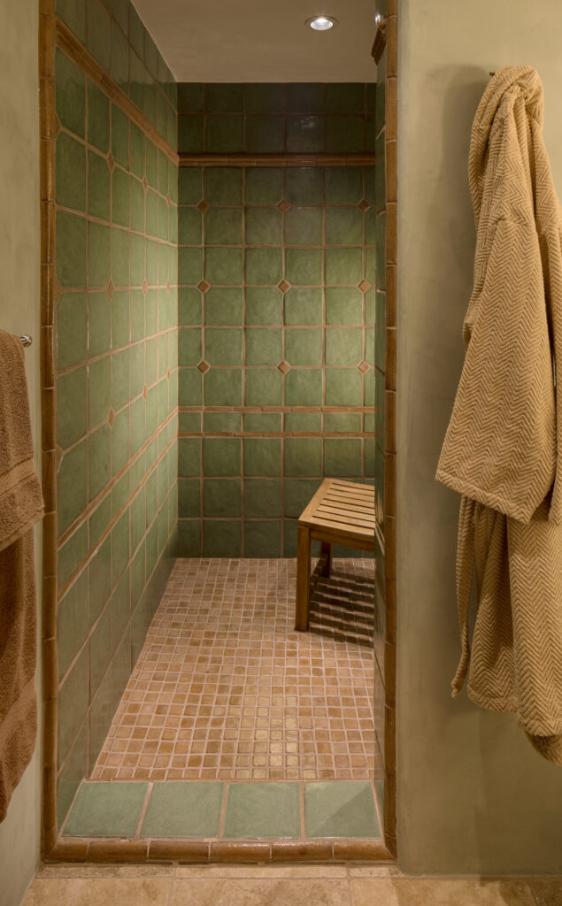 The Phil Nichols Company | Spanish Villa | Green Tile Shower