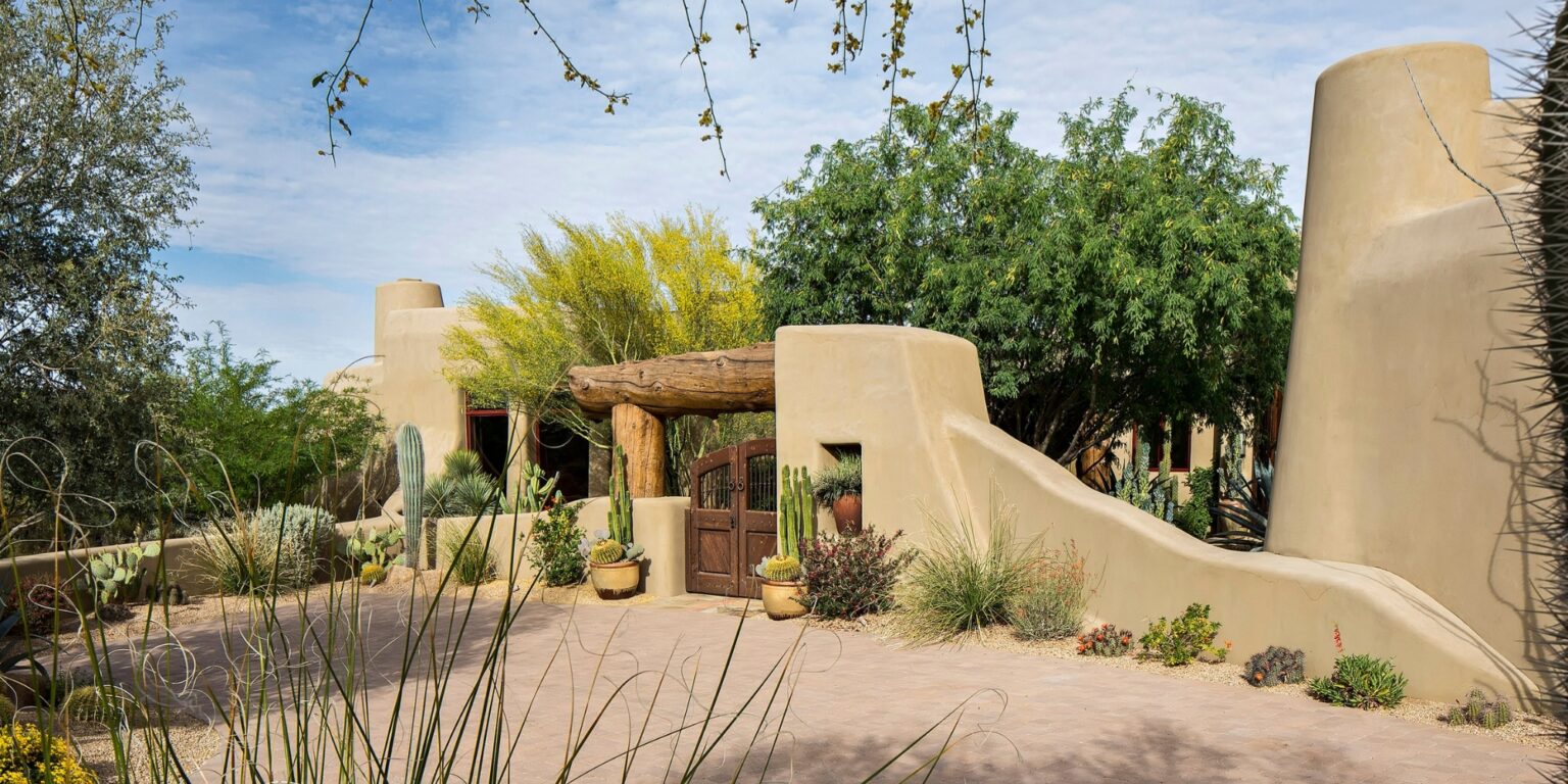 The Phil Nichols Company | Organic Adobe | Front Gate and Landscaping